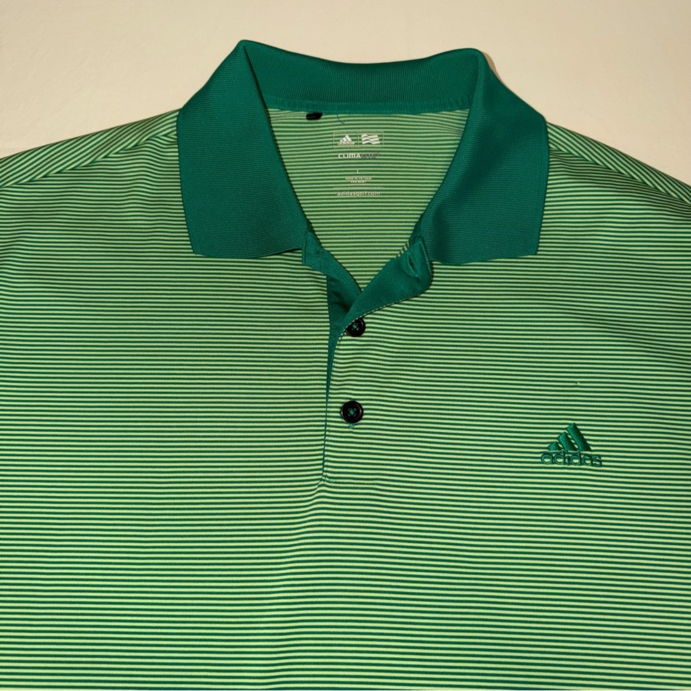 Adidas Men's Polo Shirt in Green Stripes